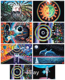 WHOLESALE 24 POSTERS 8x3 UV-Blacklight Glow-In-The-Dark Psychedelic Psy Goa Art