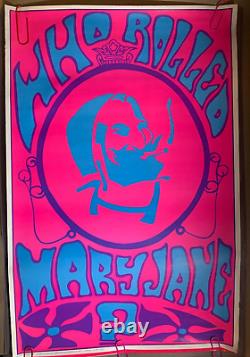 WHO ROLLED MARYJANE VINTAGE 1969 HEADSHOP BLACKLIGHT POSTER By WESPAC W-40