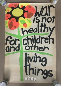 War Is Not Healthy Vintage Blacklight Poster 1960s Flower Peace Anti war
