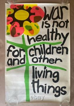 War is not healthy vintage blacklight poster 1960s flower peace anti war