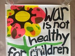 War is not healthy vintage blacklight poster 1960s flower peace anti war