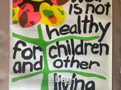 War is not healthy vintage blacklight poster 1960s flower peace anti war
