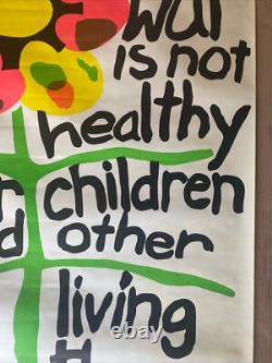 War is not healthy vintage blacklight poster 1960s flower peace anti war