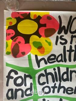 War is not healthy vintage blacklight poster 1960s flower peace anti war