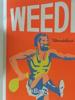 Weedies Vintage Blacklight Poster Wheaties Cereal Spoof Satire Pin-up Dent 1960s