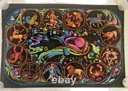 Western Graphics Astrology Zodiac BLACKLIGHT POSTER Rare 70s NEVER HUNG