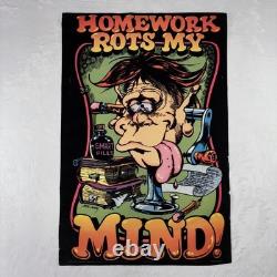 Western Graphics Black Light Poster Homework Rots My Mind Nate Owens RARE 32x21