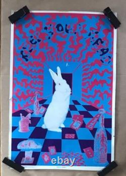 White Rabbit Keep Your Head Vintage Blacklight Poster Pin-up Psychedelic Print