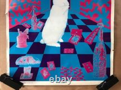 White Rabbit Keep Your Head Vintage Blacklight Poster Pin-up Psychedelic Print