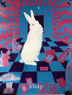 White Rabbit Keep Your Head Vintage Blacklight Poster Pin-up Psychedelic Print