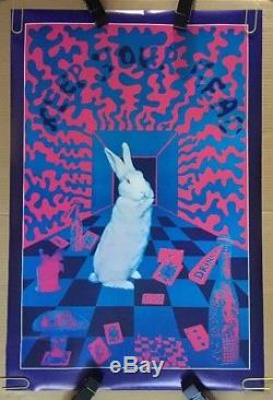 White Rabbit Keep Your Head Vintage Blacklight Poster Pinup Psychedelic Print
