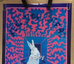 White Rabbit Keep Your Head Vintage Blacklight Poster Pinup Psychedelic Print