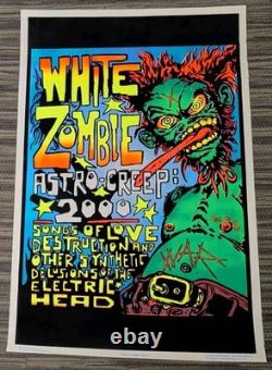 White Zombie Astro Creep 2000 1995 Vintage Flocked Blacklight Poster 23x35