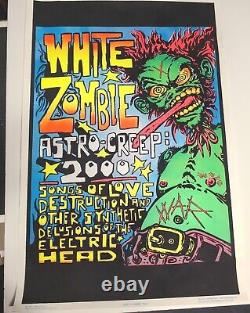 White Zombie Astro Creep 2000 Original 1995 Vintage Blacklight Poster Flocked