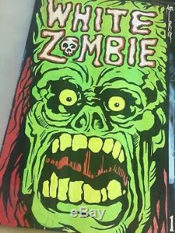 White Zombie Custom Painted Glow In DaRk Original Vintage Blacklight Poster
