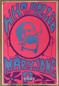 Who Rolled Mary Jane Original Vintage 1969 Blacklight Poster Great Condition