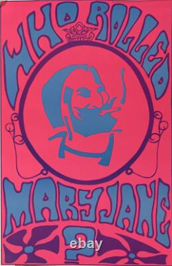 Who Rolled Mary Jane Original Vintage 1969 Blacklight Poster Mint Condition