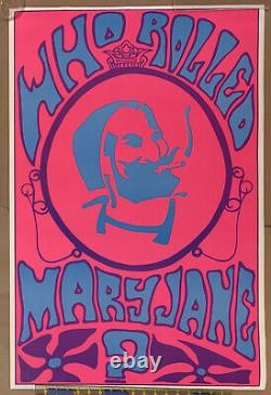 Who Rolled Mary Jane Original Vintage 1969 Blacklight Poster Mint Condition
