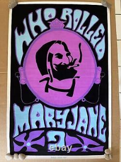 Who rolled Mary Jane zig zag man original vintage poster blacklight Psychedelic