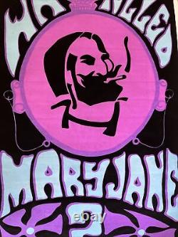 Who rolled Mary Jane zig zag man original vintage poster blacklight Psychedelic