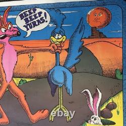 Wiley E Coyote and Road Runner Black Light Poster 1973 Original Mint