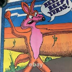 Wiley E Coyote and Road Runner Black Light Poster 1973 Original Mint