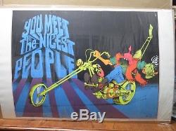 You meet the nicest people motorcycle Vintage Black Light Poster 1970 In#G3536