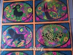 ZODIAC 1960's VINTAGE BLACKLIGHT NOS UNCUT POSTER SHEET By COCRICO 24x48 -NICE
