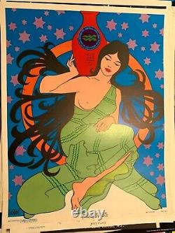 ZODIAC AQUARIUS 1967 VINTAGE BLACKLIGHT FUNKY FEATURES POSTER By Terre