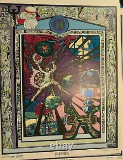ZODIAC PISCES 1967 VINTAGE BLACKLIGHT FUNKY FEATURES POSTER By LS GODDARD