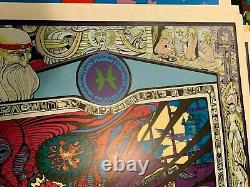 ZODIAC PISCES 1967 VINTAGE BLACKLIGHT FUNKY FEATURES POSTER By LS GODDARD