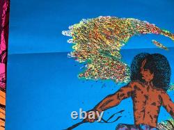 Zebra Rider Vintage 1972 Black Hippie Headshop Blacklight Poster -nice