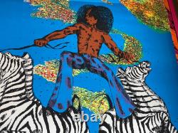 Zebra Rider Vintage 1972 Black Hippie Headshop Blacklight Poster -nice
