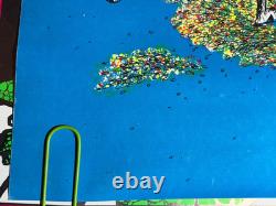 Zebra Rider Vintage 1972 Black Hippie Headshop Blacklight Poster -nice