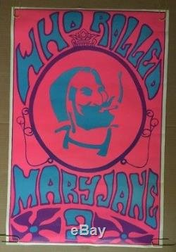 Zig Zag Man 1960's Large Black Light Poster Who Rolled Mary Jane 17" x 22" Origi 